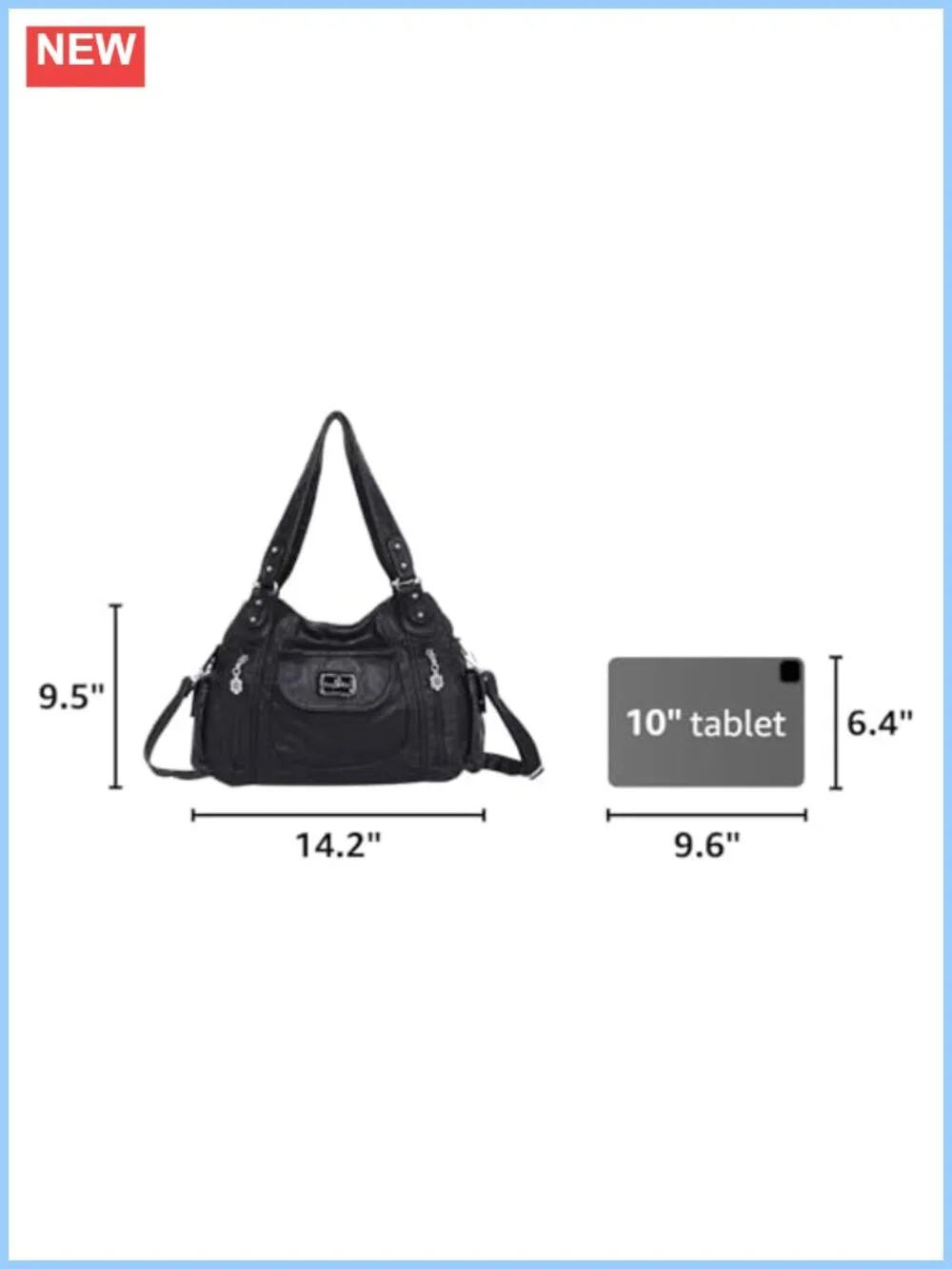 Large Faux Leather Hobo Tote with Multiple Pockets, Adjustable Strap